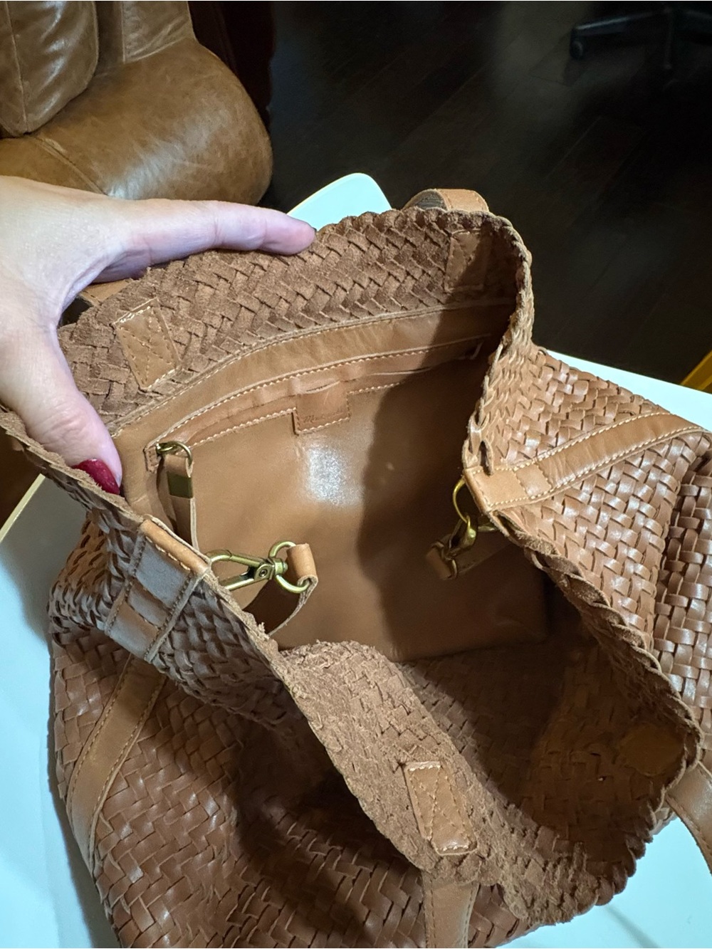 Madewell Brown Woven Leather Tote - Picture 6 of 13